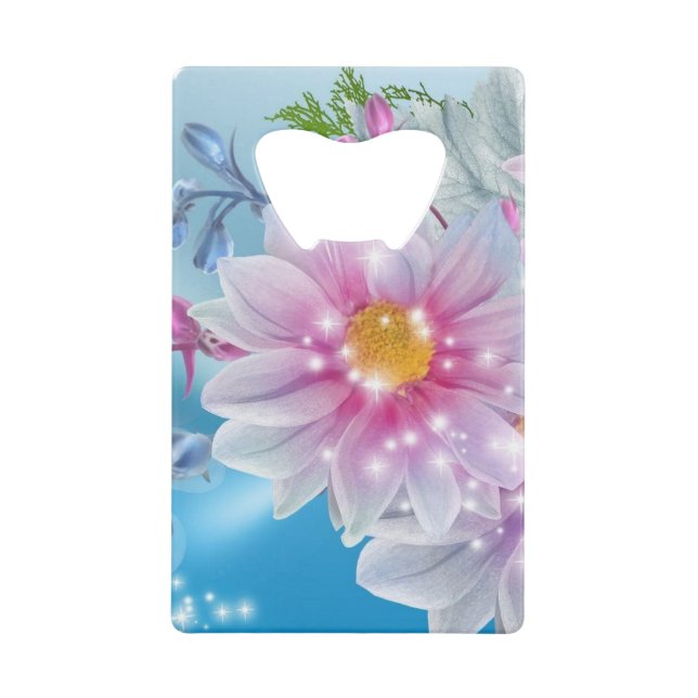 Mehrfarbige Blume Kreditkarte Flaschenöffner (Vorderseite)