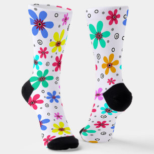 Mehrfarbige Blume mit Retro-Hintergrund summ Socken