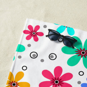 Mehrfarbige Blume mit Retro-Hintergrund summ Strandtuch