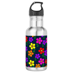 Mehrfarbige Blumen Blumenmuster-34654 Edelstahlflasche