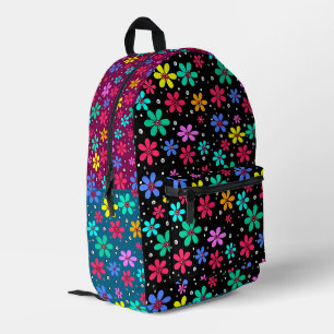 Mehrfarbige Blumen Gänseblümchen Retro Hintergrund Bedruckter Rucksack