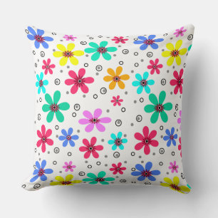 Mehrfarbige Blumen Gänseblümchen Retro-Hintergrund Kissen