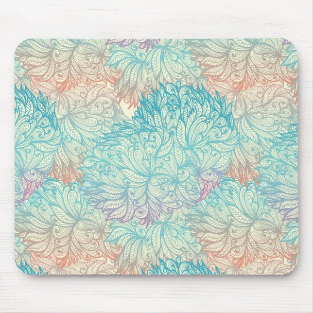 Mehrfarbige Blumendoodle-Muster Mousepad (Vorne)