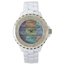 mehrfarbige Blütenuhr Armbanduhr