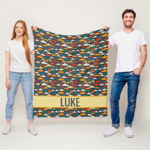 Mehrfarbige Boys Shark Muster Fleece Blanken