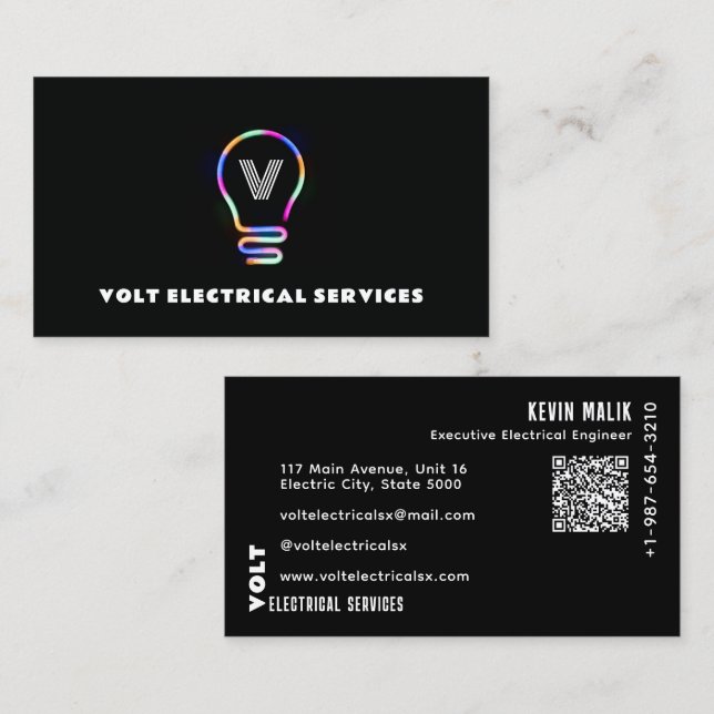 Mehrfarbige Bulb Shape Lighting Business Card Visitenkarte (Vorne/Hinten)