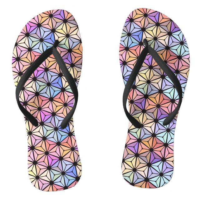 Mehrfarbige Buntglasblässe-Blume Flip Flops (Fußbett)