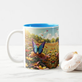 Mehrfarbige Butterfly-Druckkunst Zweifarbige Tasse