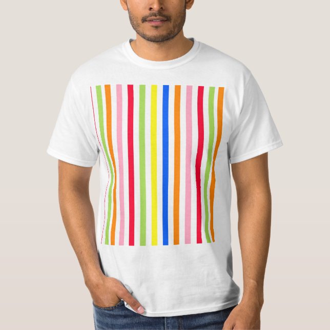 Mehrfarbige Candy Stripes T-Shirt (Vorderseite)