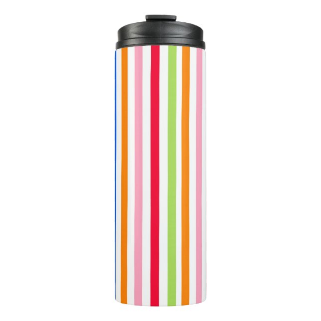 Mehrfarbige Candy Stripes Thermosbecher (Vorderseite)