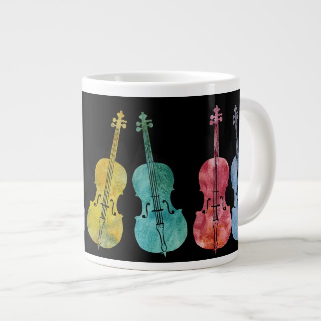 mehrfarbige Cellos Jumbo-Tasse (Vorderseite Rechts)
