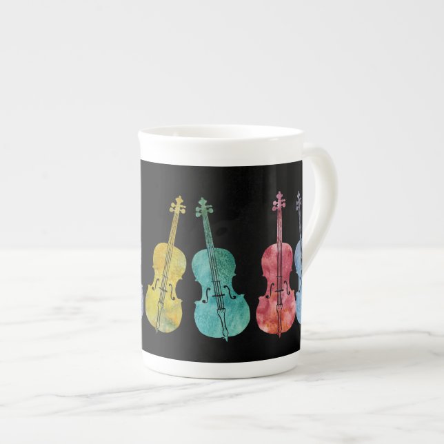 Mehrfarbige Cellos Prozellantasse (Vorderseite Rechts)