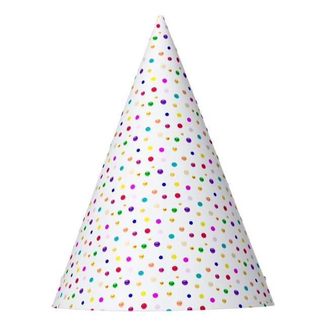 Mehrfarbige Confetti auf Weiß Partyhütchen (Vorderseite)