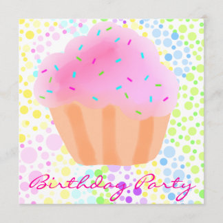 Mehrfarbige CupCake Einladung zum Geburtstag