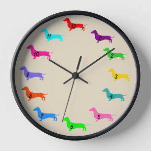 Mehrfarbige Dachshund-Wanduhr Uhr