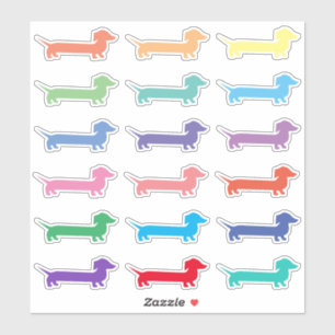 Mehrfarbige Dachshunds. Aufkleber