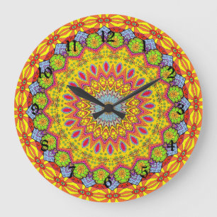 Mehrfarbige dekorative Mandala Große Wanduhr