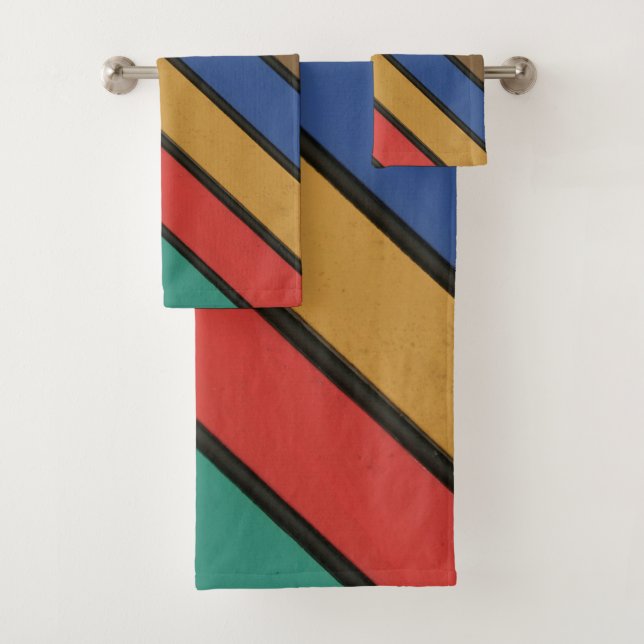 Mehrfarbige Diagonalstreifen Badhandtuch Set (Insitu)
