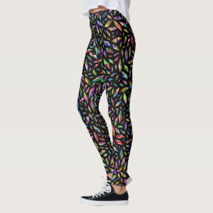 Mehrfarbige Diamantbeizen auf schwarz Leggings