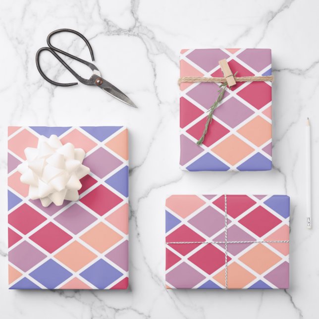 mehrfarbige Diamantformen Geschenkpapier Set (Vorderseite)