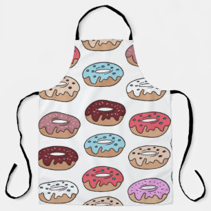 Mehrfarbige Donuts handgezeichnet nahtlos Muster.  Schürze