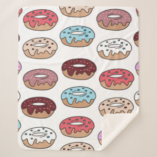 Mehrfarbige Donuts handgezeichnet nahtlos Muster. Sherpadecke