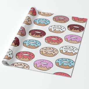 Mehrfarbige Donuts handgezeichnetes nahtloses Must Geschenkpapier