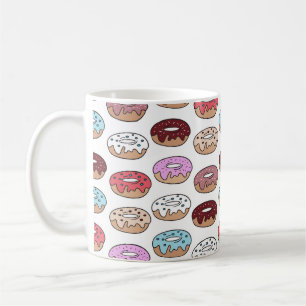 Mehrfarbige Donuts handgezeichnetes nahtloses Must Kaffeetasse