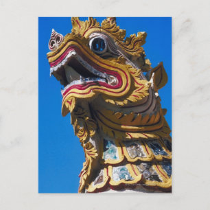 Mehrfarbige Drachenstatue bei Wat Duang Di Postkarte