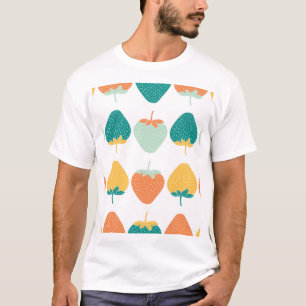 Mehrfarbige Erdbeeren: Vintage-Fruchtmuster. T-Shirt