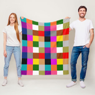 Mehrfarbige Fette Farbblöcke Design Fleecedecke