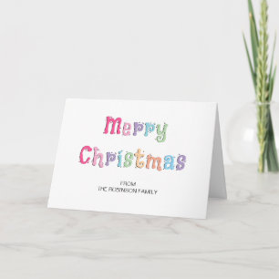Mehrfarbige Frohe Weihnachten gefaltete Grußkarte