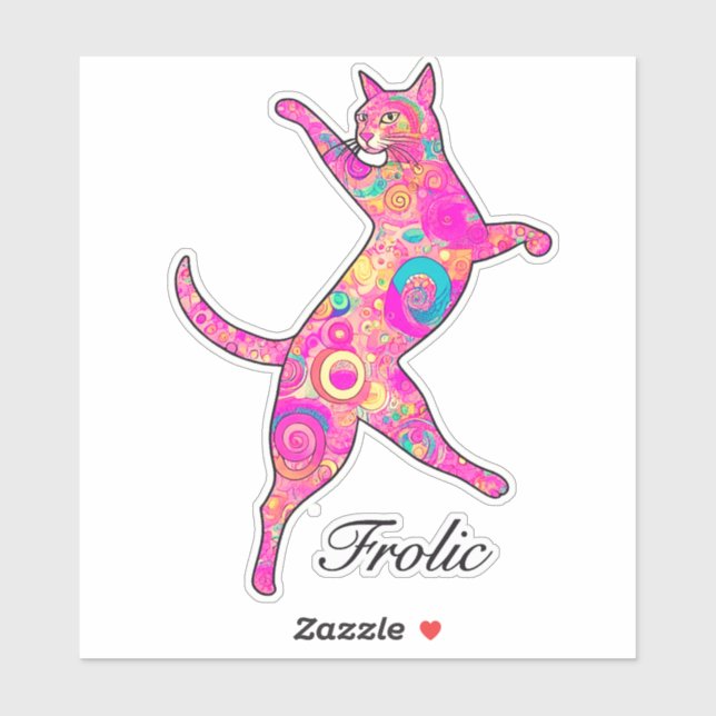 mehrfarbige Frolicking Cat Aufkleber (Blatt)