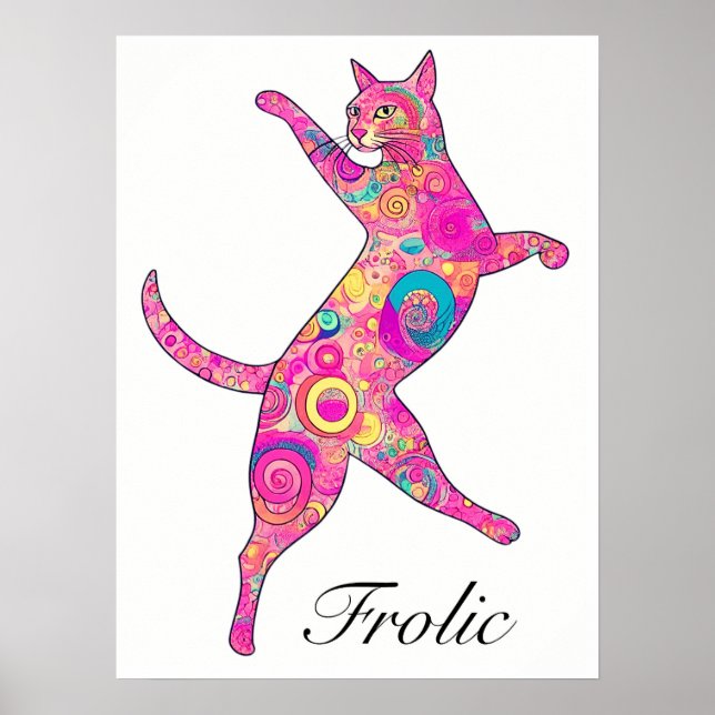 mehrfarbige Frolicking Cat Poster (Vorne)