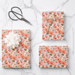 Mehrfarbige Frühlingsblumen Geschenkpapier Set