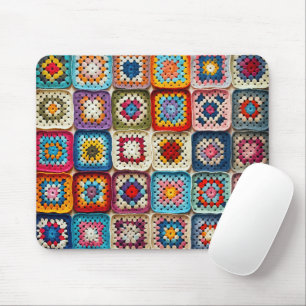 Mehrfarbige gehäkelt Oma-Quadrat-Quilt Mousepad