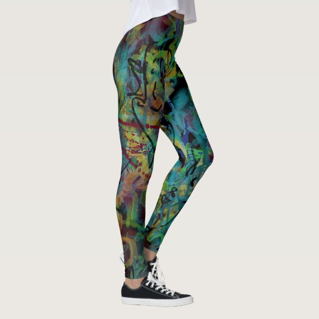 Mehrfarbige gekritzelte, gespritzte verrückte leggings (Rechts)