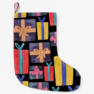 Mehrfarbige Geschenke Aquarell Nahtlos Kleiner Weihnachtsstrumpf