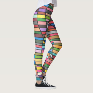 Mehrfarbige gestreifte Abstraktion mit fließenden Leggings