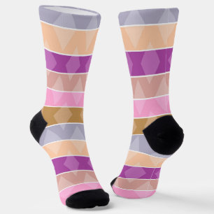 Mehrfarbige gestreifte geometrische Retro-Muster Socken