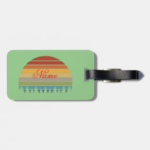 Mehrfarbige gestreifte Sonne mit Bäumen Thunder_Co Gepäckanhänger