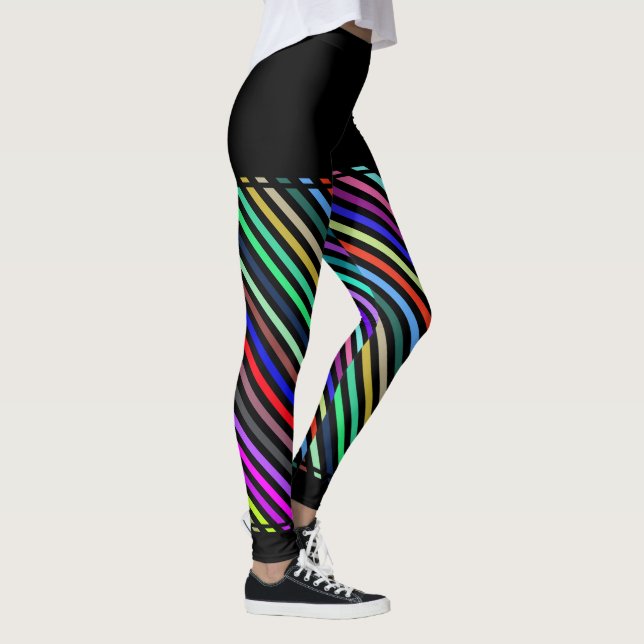 Mehrfarbige gestreiftes Muster-Bein-Leggings Leggings (Rechts)
