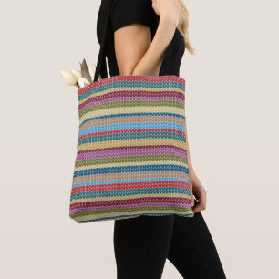 Mehrfarbige Gestrickte Streifen Tasche