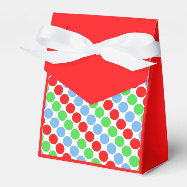 Mehrfarbige große Polka-Punkte Retro-60er Geschenkschachtel (Vorderseite)