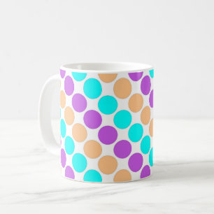 Mehrfarbige große Polka-Punkte Retro-60er Kaffeetasse