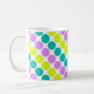 Mehrfarbige große Polka-Punkte Retro-60er Kaffeetasse