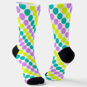 Mehrfarbige große Polka-Punkte Retro-60er Socken