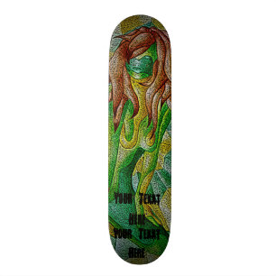 mehrfarbige grüne aufwerfendame der abstrakten skateboard