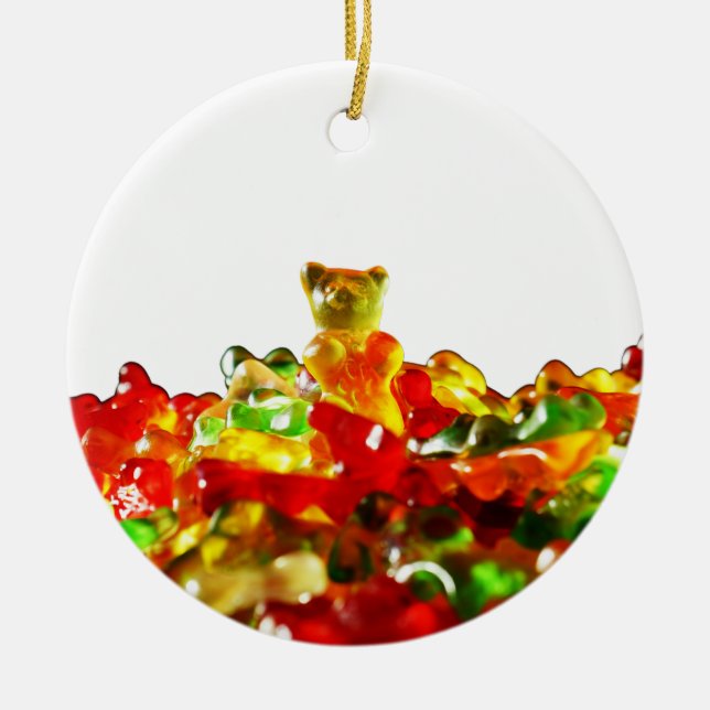 Mehrfarbige gummiartige Bären Keramikornament (Vorne)