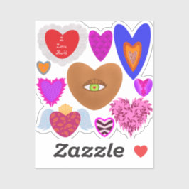 Mehrfarbige Herzen Valentine Aufkleber